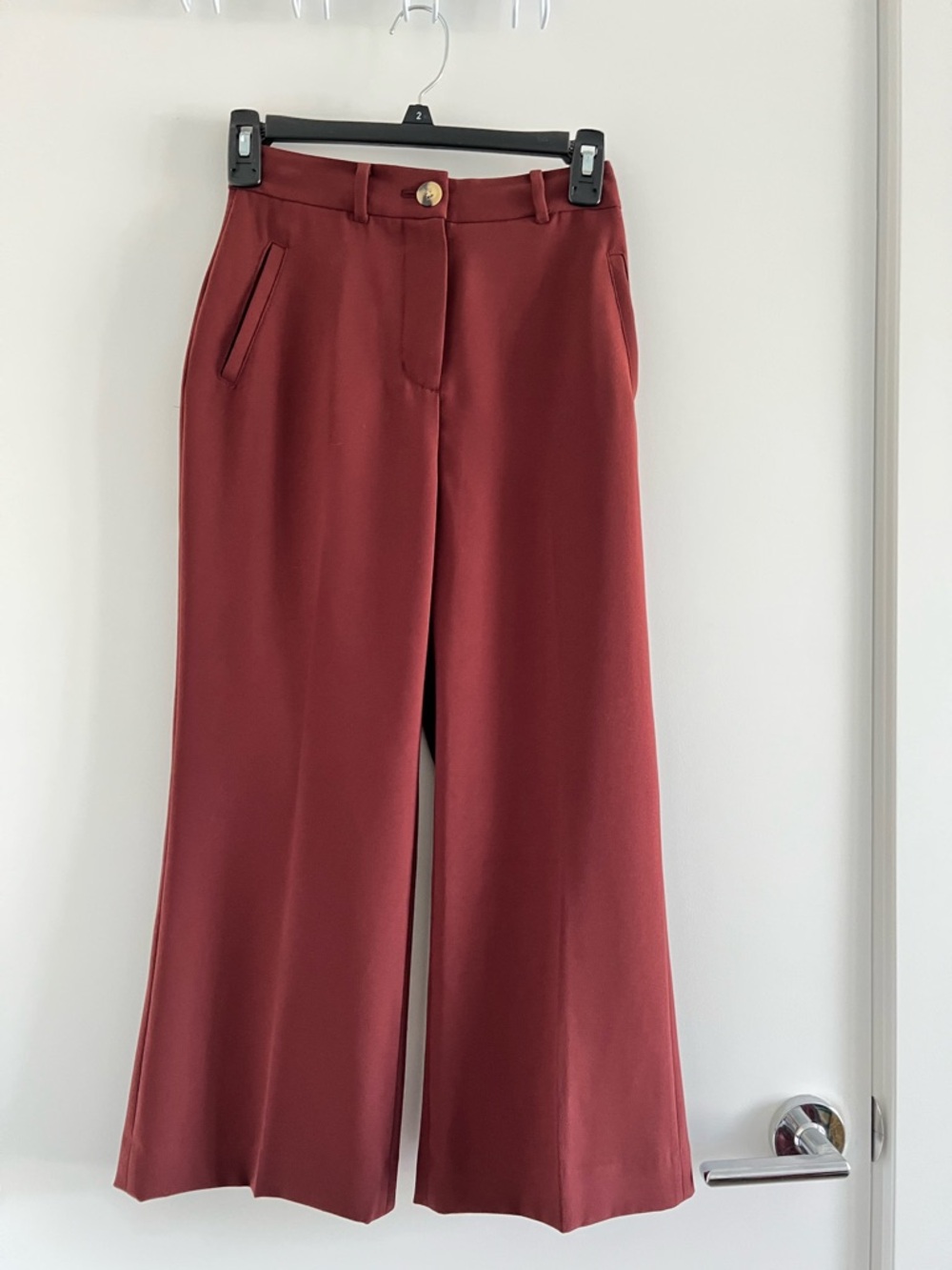 Little Moon Wide-Leg Trousers in Brick Red